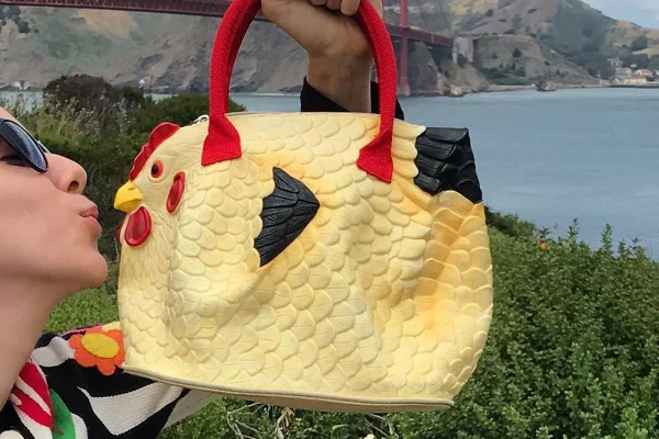 Bolsa em formato de galinha