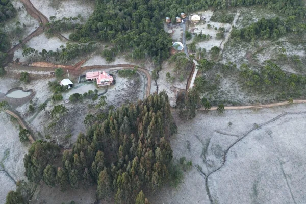 Imagem colorida, geada em Santa Catarina - Metrópoles