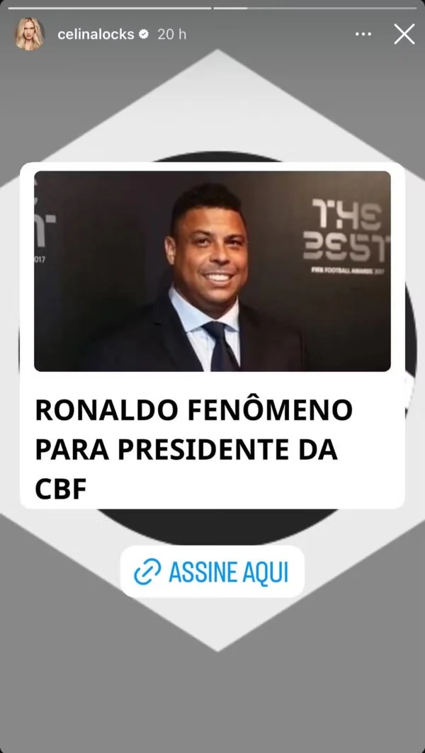 Após críticas, esposa de Ronaldo faz campanha por presidência da CBF - destaque galeria Após críticas, esposa de Ronaldo faz campanha por presidência da CBF - destaque galeria