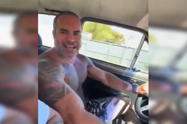 Assista ao momento em que Fred Linhares dirige sem cinto no DF