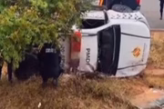 PM fica ferido ao capotar viatura pista molhada e cair em vala no DF