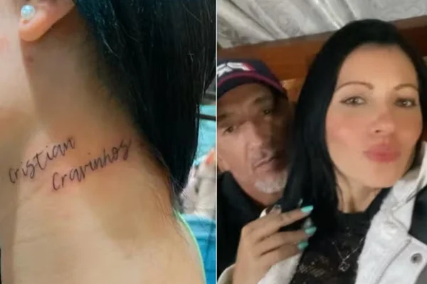 Namorada de Cristian Cravinhos tatua nome dele no pescoço