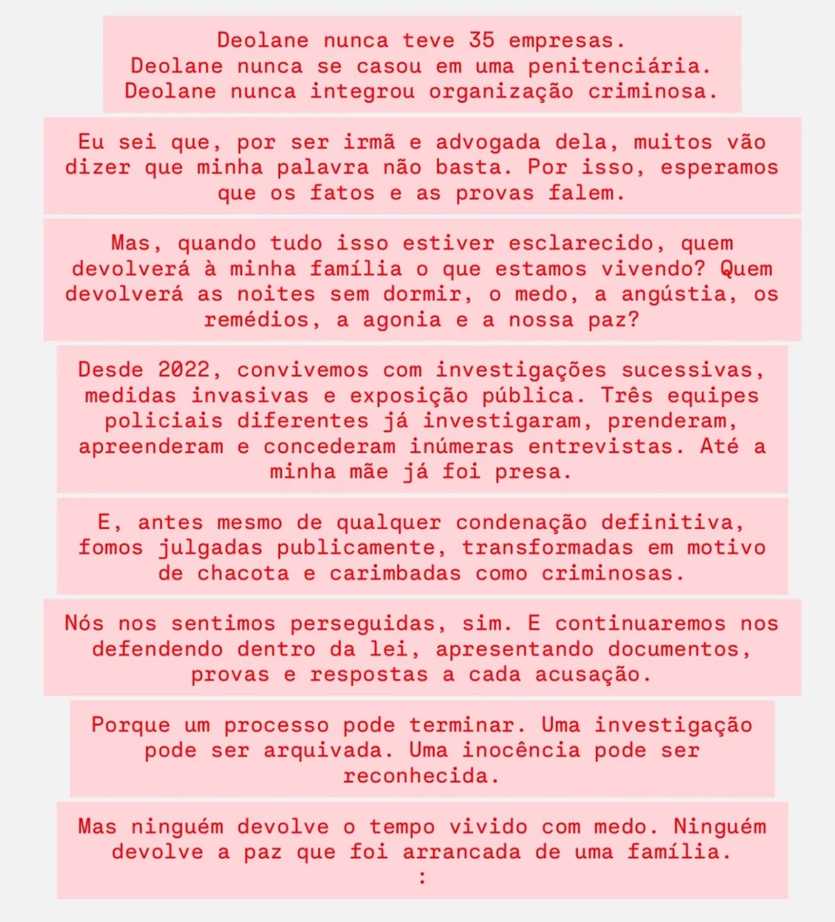 Irmã de Deolane Bezerra, Daniele desabafa após pedido de manutenção da prisão Irmã de Deolane Bezerra, Daniele desabafa após pedido de manutenção da prisão