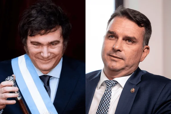 Javier Milei e Flávio Bolsonaro