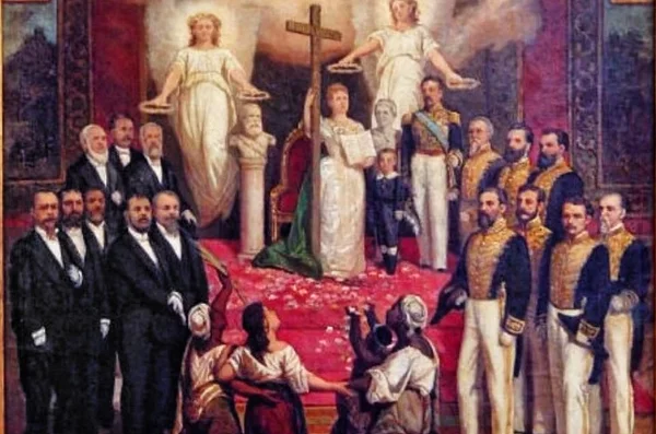Quadro "Alegoria da Lei Áurea", exposto na UFBA