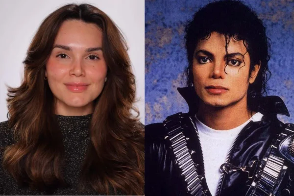 Montagrem com fotos de Letícia Gomes e Michael Jackson
