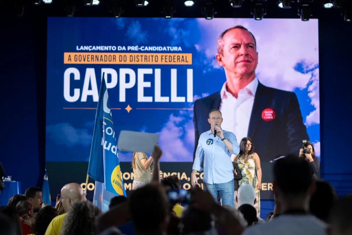 O pré-candidato ao Governo do Distrito Federal, Ricardo Cappelli, discursa durante o evento de lançamento de sua pré-candidatura O pré-candidato ao Governo do Distrito Federal, Ricardo Cappelli, discursa durante o evento de lançamento de sua pré-candidatura