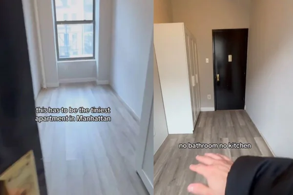 prints do que seria o menor apartamento de NY