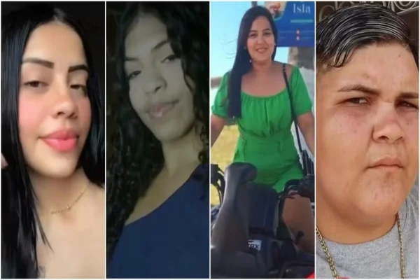 Da esquerda para à direita: Marina Nascimento Souza (15 anos), Eveline Souza Mendes (18 anos), Júlia Rafaela (17 anos) e Ana Vitória (idade não informada) corpos de jovens encontrados - Metrópoles
