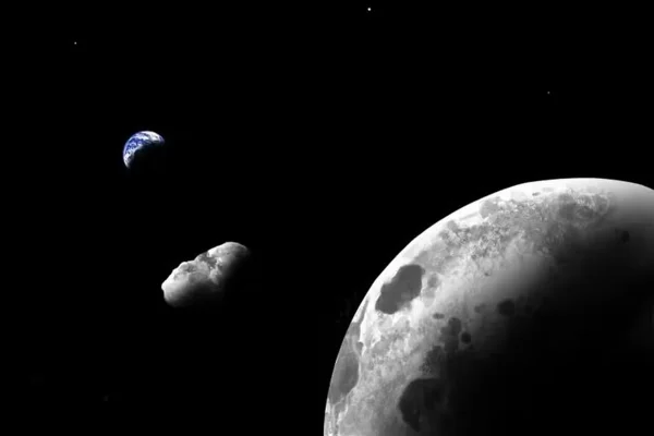 Ilustração colorida do asteroide Kamo'oalewa - Metrópoles