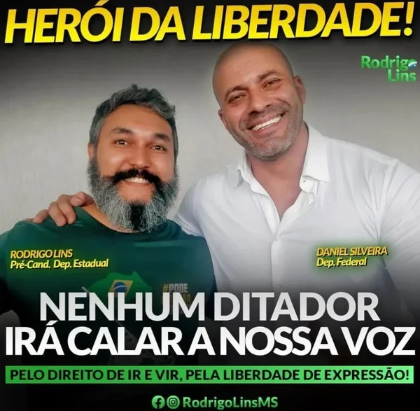Imagem colorida do O empresário Rodrigo Lins e o ex-parlamentar Daniel Silveira - Metrópoles