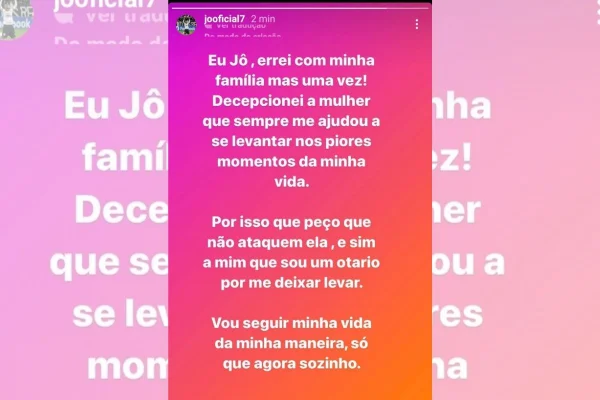 Jô do Corinthians apaga pedido de desculpas após sumir por 3 dias