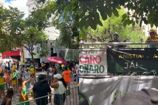 Imagem colorida, Apoiadores de Bolsonaro festejam "Bloco da Anistia" no Carnaval de BH - Metrópoles