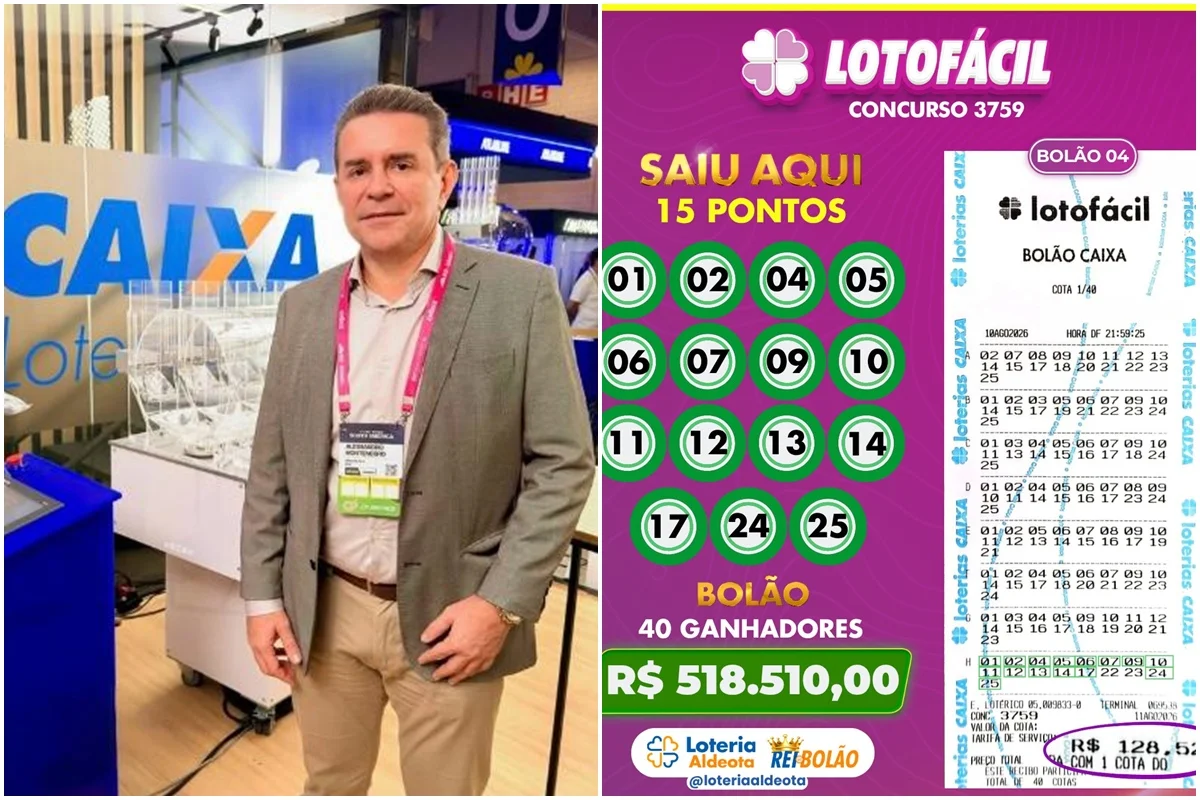 Alessandro Montenegro, Rei do Bolão rcebendo prêmio da Mega-Sena na Caixa e bilhete premiado da Lotofacil Alessandro Montenegro, Rei do Bolão rcebendo prêmio da Mega-Sena na Caixa e bilhete premiado da Lotofacil