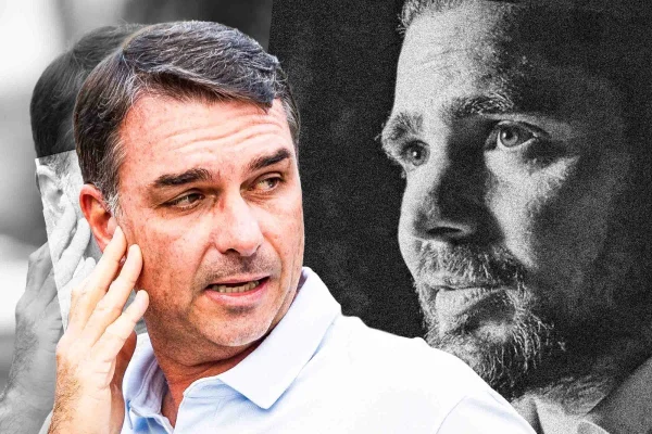 Arte mostra Voarcaro e Flávio Bolsonaro - Metrópoles