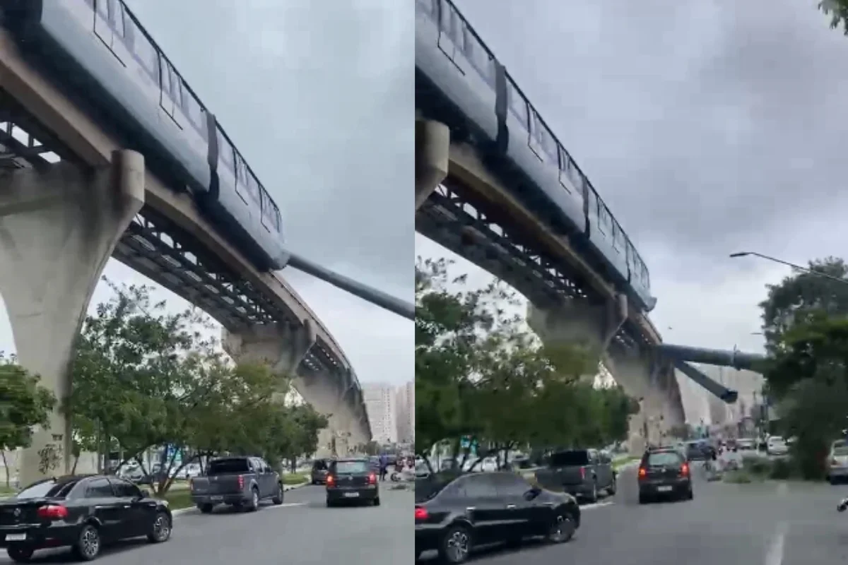 Guindaste cai sobre trilho e provoca acidente com trem da Linha 15-Prata