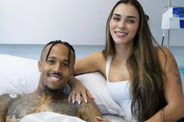 Foto colorida de Tayná Castro e Éder Militão - Metrópoles