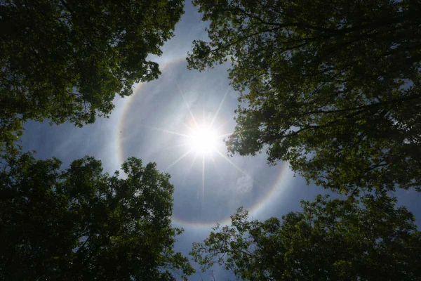 Anel colorido em volta do sol chama atenção de brasilienses