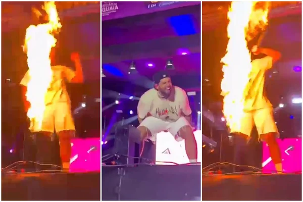 Assustador! Zé Felipe quase é atingido por fogo no palco; veja o vídeo