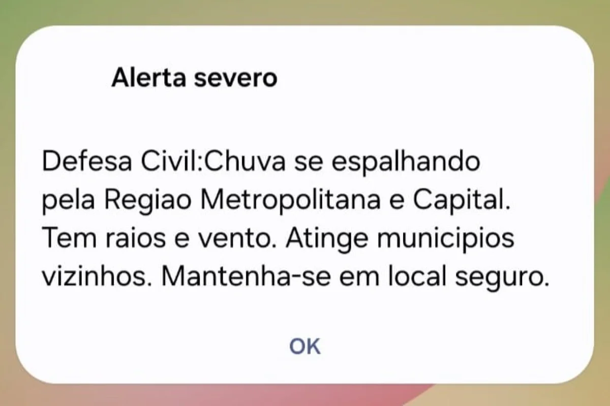 Defesa Civil também alerta para chuvas em municípios vizinhos Defesa Civil também alerta para chuvas em municípios vizinhos