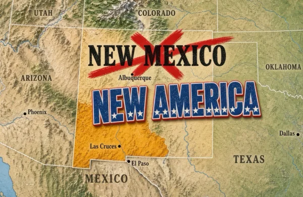 Imagem colorida mostra mapa do Novo México - Metrópoles