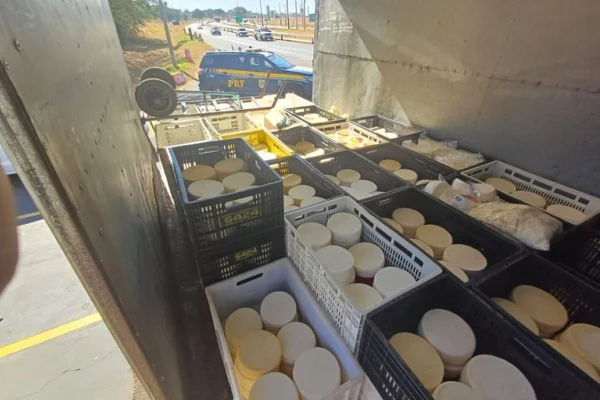 PRF apreende caminhão com 1 tonelada de queijo da canastra irregular