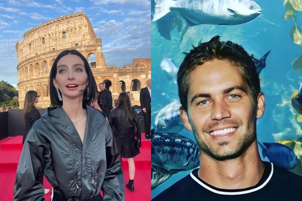 Montagem com fotos coloridas de Paul Waker e sua filha, Meadow Walker - Metrópoles
