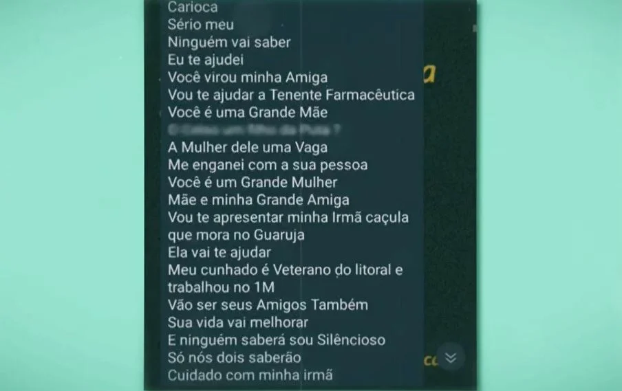 Mensagem do tenente-coronel para Jéssica Mensagem do tenente-coronel para Jéssica