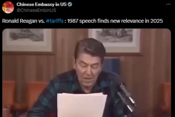 Vídeo antigo de Reagan vira recado chinês contra tarifaço de Trump - Metrópoles