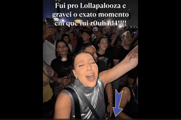 vídeo influenciadora furtada lollapalooza
