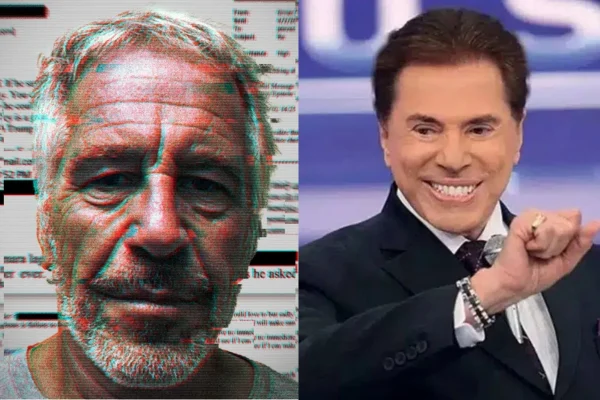 Montagem de Jeffrey Epstein ao lado de Silvio Santos