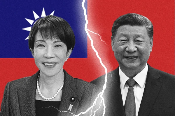 Imagem colorida de primeira-ministra do Japão e presidente da China
