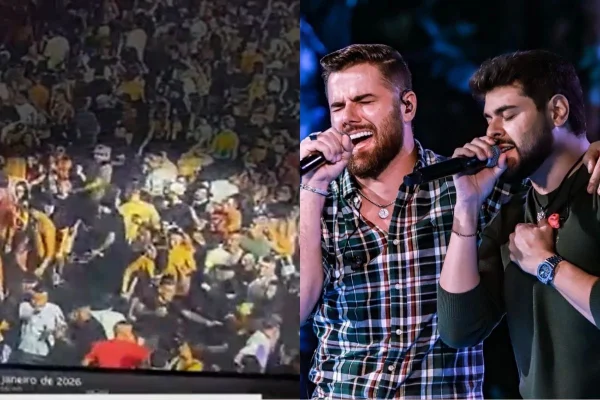 Imagem colorida mostra briga com tiro no show da dupla Zé Neto & Cristiano