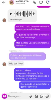 Marcela Tomaszewski conversou com a coluna e confirmou a agressão Marcela Tomaszewski conversou com a coluna e confirmou a agressão