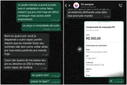 Prints da conversa entre o ator e o golpista Prints da conversa entre o ator e o golpista