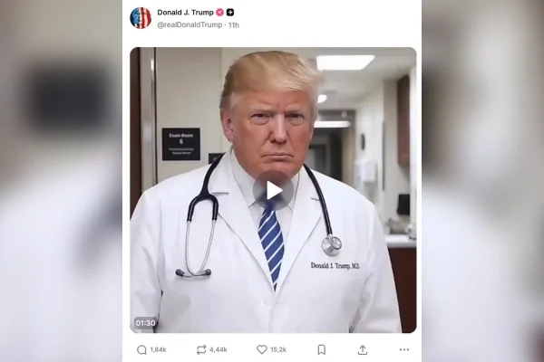 Imagem colorida, Trump usa IA para fingir ser médico e "tratar" famosos que o críticam - Metrópoles