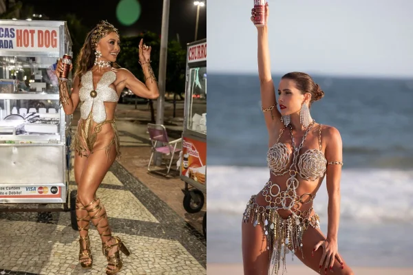 Sabrina Sato e Deborah Secco desfilam fantasiadas nas ruas do RJ