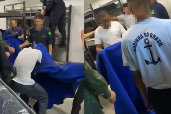 Recrutas e marinheiros da Marinha do Brasil em trote. - Metrópoles