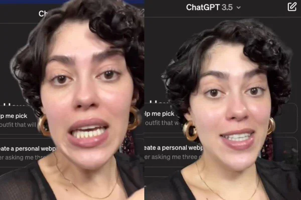 Montagem colorida com dois frames de um vídeo com uma mulher falando - Metrópoles