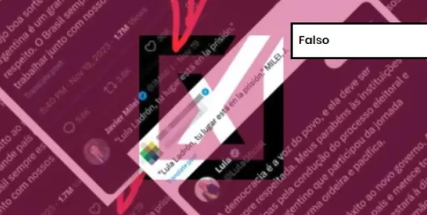 Captura de tela de post falso sobre Milei ter chamado Lula de ladrão