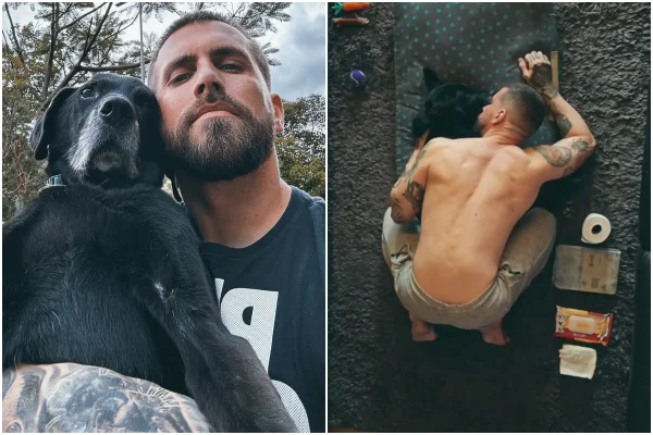 Vinicius e o cachorro Preto