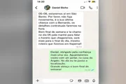Mensagens trocadas entre o operador de Bernardo Bello e um dos empresários. O operador utilizava dois aparelhos celulares Mensagens trocadas entre o operador de Bernardo Bello e um dos empresários. O operador utilizava dois aparelhos celulares