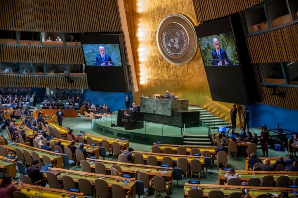Imagem colorida de Assembleia Geral da ONU durante discurso de Netanyahu - Metrópoles