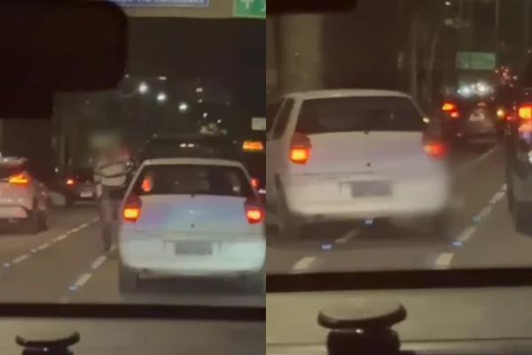 Colagem colorida do momento em que o tio de Boulos foi atropelado na Av. 23 de Maio - Metrópoles