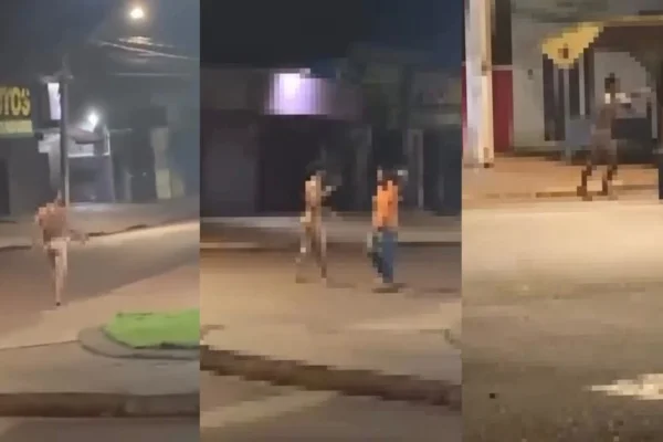 Imagem colorida mostra homem nu em rua de Dourados (MS) - Metrópoles