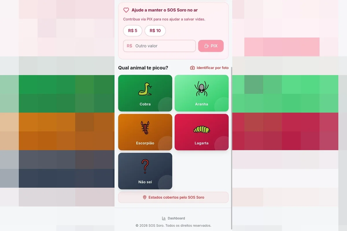 SOS Soro, um site gratuito para celulares que localiza, em tempo real, quais hospitais têm estoque de antídotos específico SOS Soro, um site gratuito para celulares que localiza, em tempo real, quais hospitais têm estoque de antídotos específico