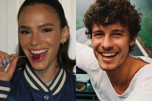 Montagem colorida de Bruna Marquezine e Shawn Mendes - Metrópoles