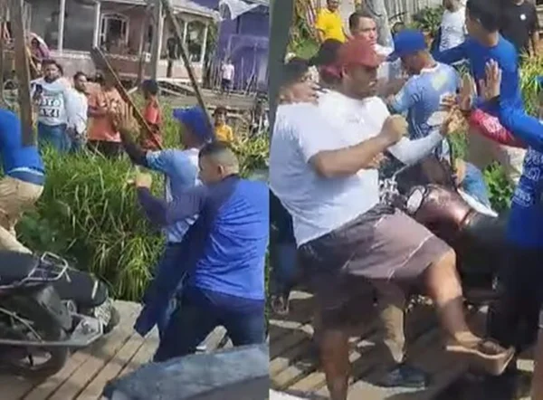 Foto colorida de briga na eleição em Melgaço no Pará - Metrópoles
