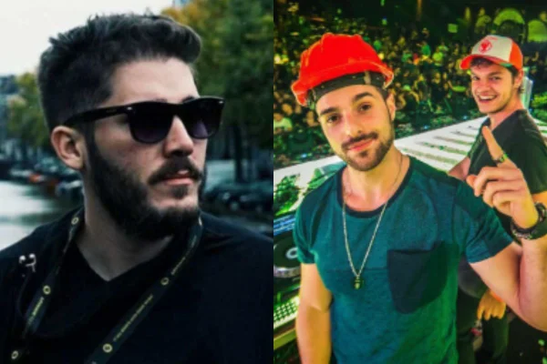 Alok com o irmão, DJ Bhaskar e Lucas Batista