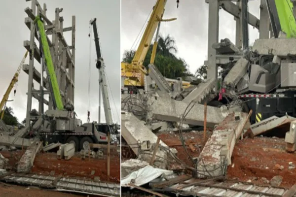 Ibis em construção é atingido por colapso e estrutura desaba em Mato Grosso (MT)